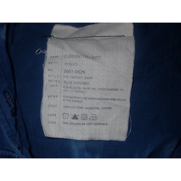 Current/Elliott The Perfect Shirt Blue Exposed Cotton Denim‎ Women's SZ 1 SM - Picture 5 of 5